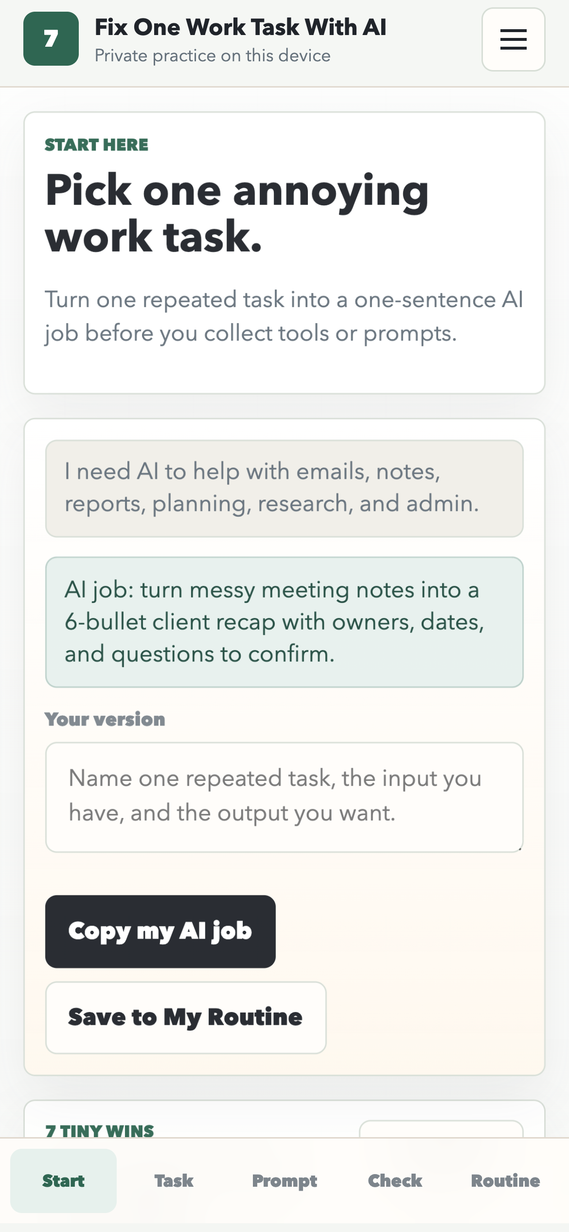 Fix One Work Task With AI mobile course preview